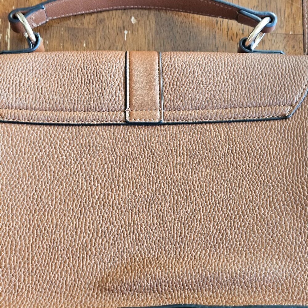 Stradivarius Crossbody Medium Faux Leather brown Purse handle strap Gold lock - Picture 6 of 9